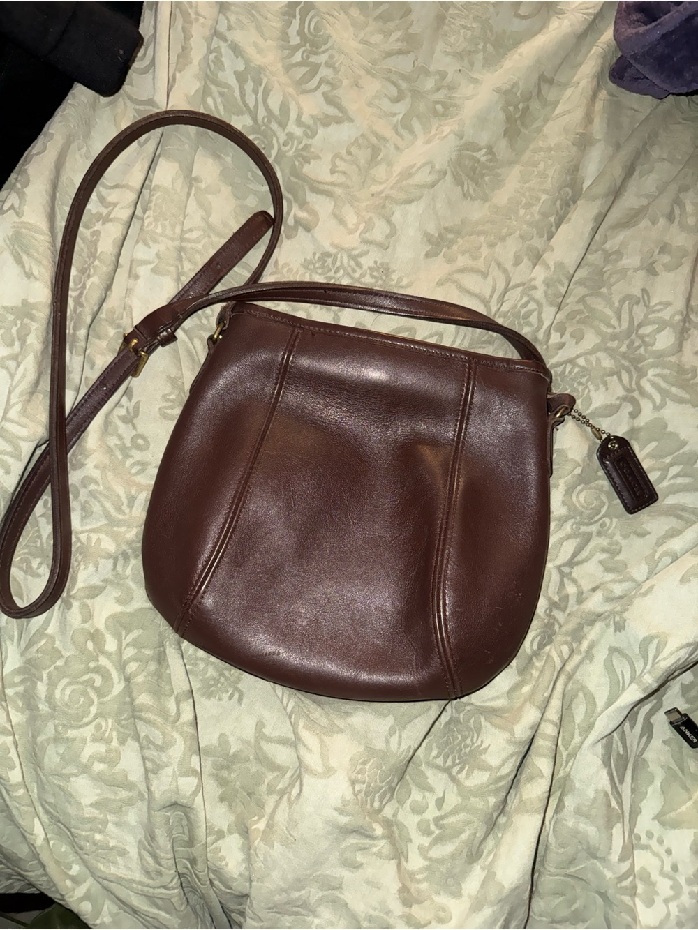 Coach Brown Leather Crossbody Bag Vintage Clamshell